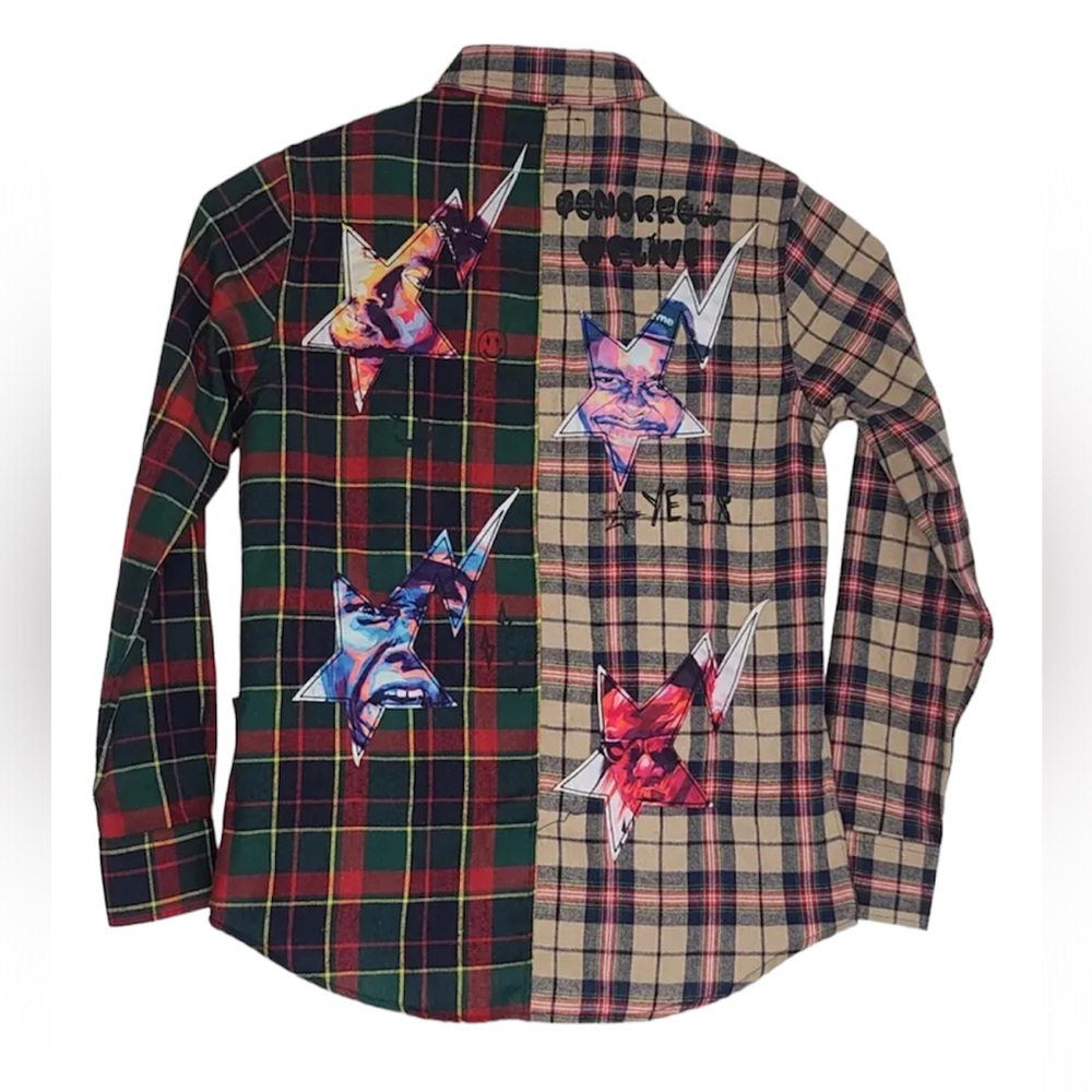 KLEEP Premium Half & Half Flannel Button Down Shirt Size M Mens